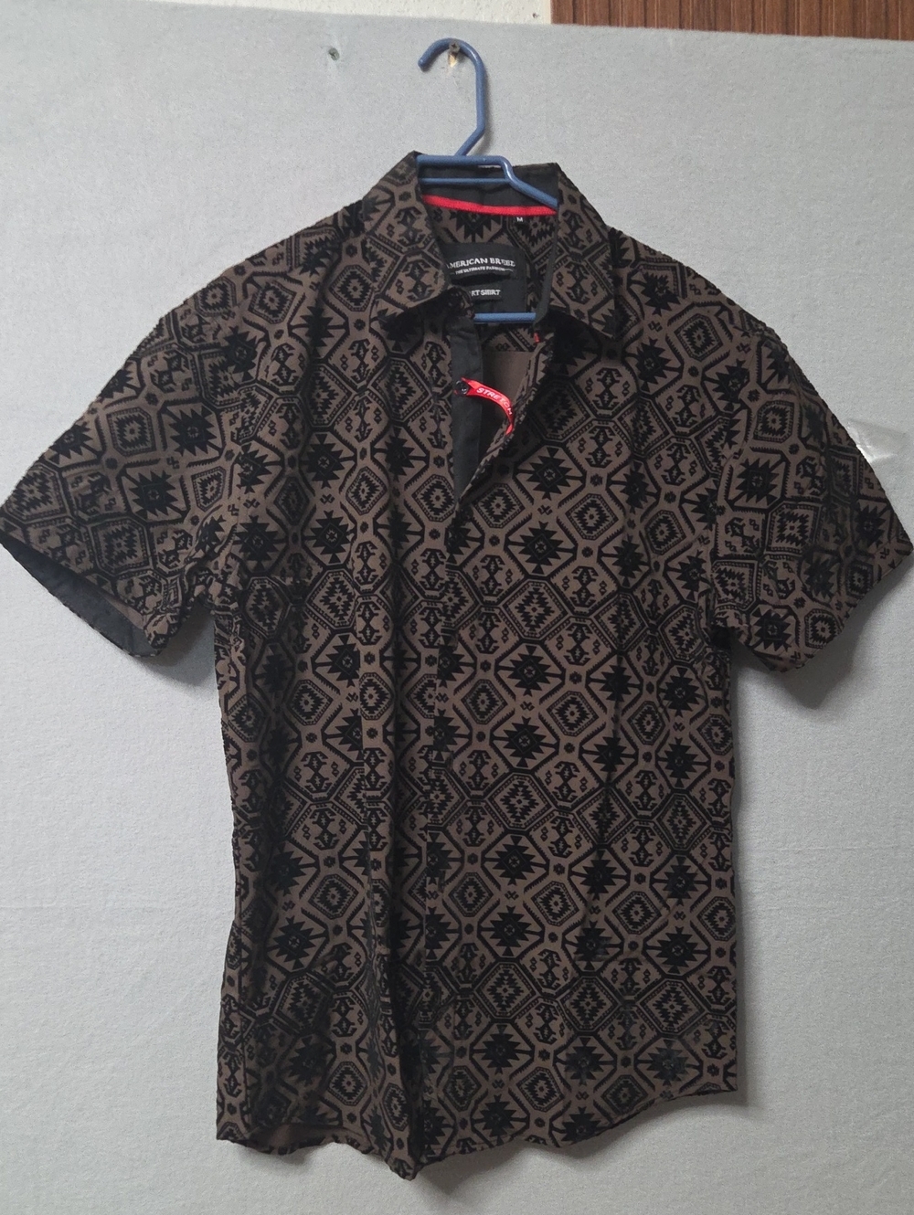 Men's American Breed Casual Button Down Shirt, Size M, Brown and Black